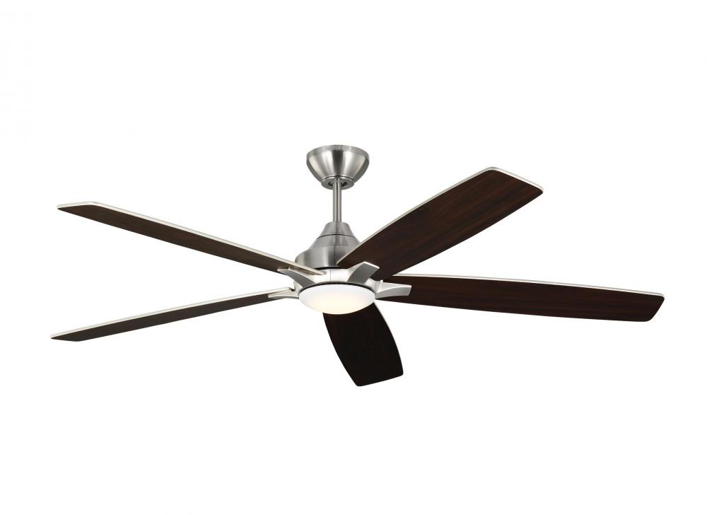 Lowden 60" Dimmable Indoor/Outdoor Integrated LED Brushed Steel Ceiling Fan with Light Kit