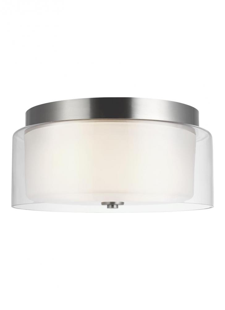 Elmwood Park traditional 2-light indoor dimmable ceiling semi-flush mount in brushed nickel silver f