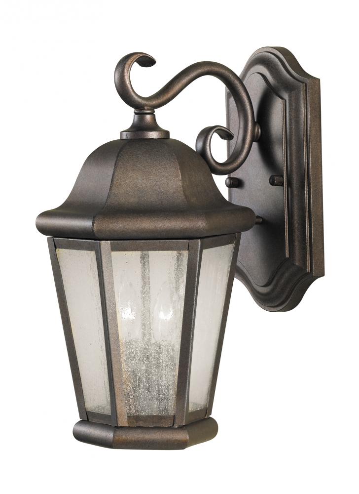 Martinsville traditional 2-light outdoor exterior medium wall lantern sconce in corinthian bronze fi