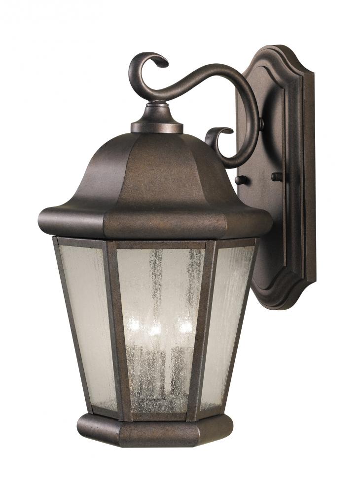 Martinsville traditional 3-light outdoor exterior large wall lantern sconce in corinthian bronze fin