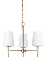 Generation Lighting 3140403-848 - Driscoll contemporary 3-light indoor dimmable ceiling chandelier pendant light in satin brass gold f