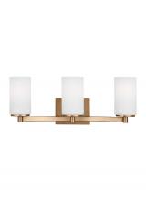 Generation Lighting 4439103EN3-848 - Hettinger traditional indoor dimmable LED 3-light wall bath sconce in a satin brass finish with etch