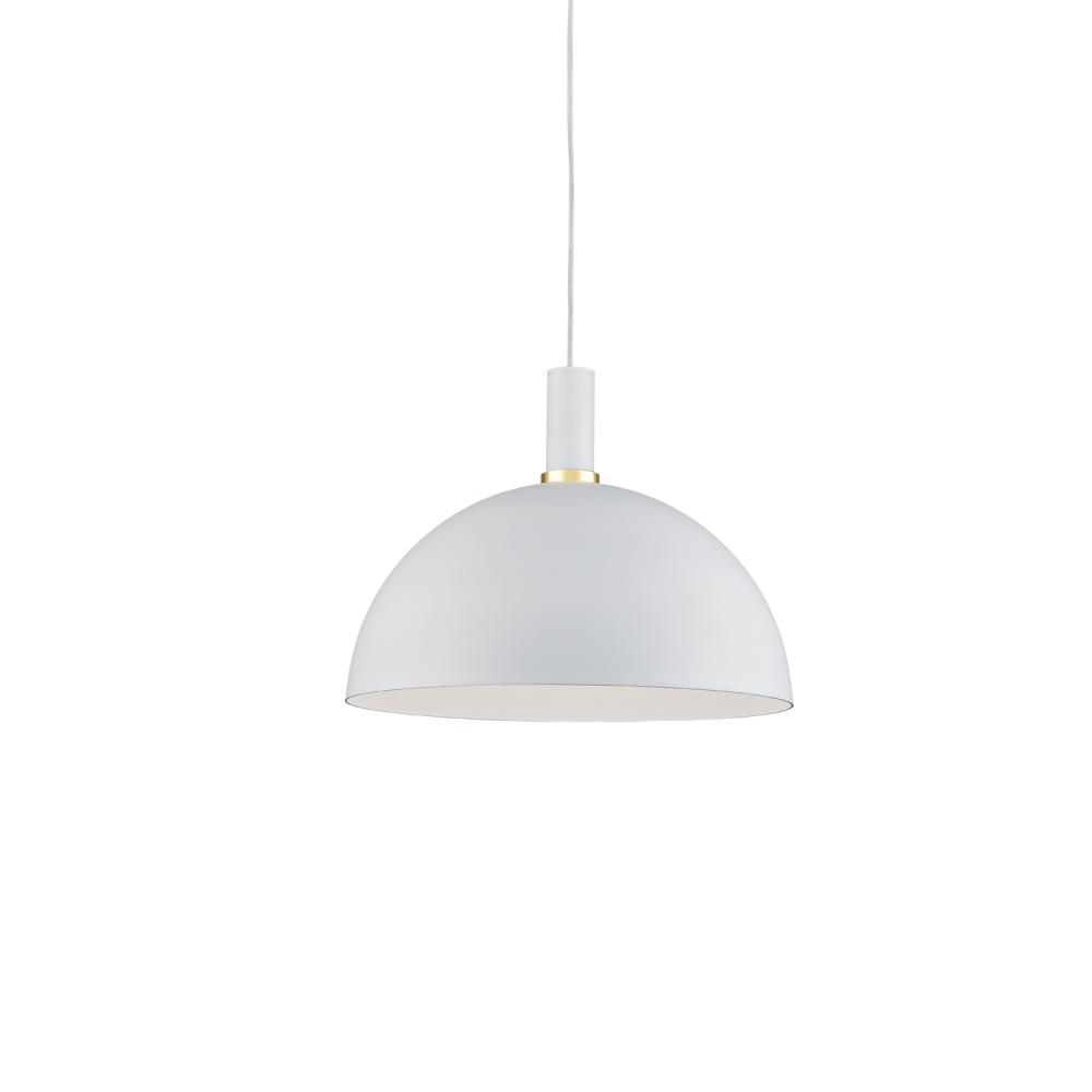 Archibald 16-in White With Gold Detail 1 Light Pendant