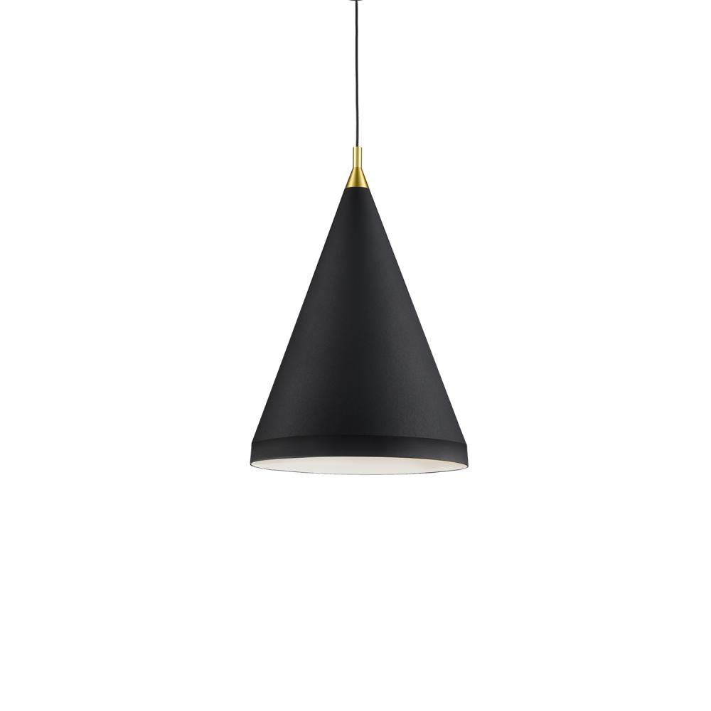 Dorothy 16-in Black With Gold Detail 1 Light Pendant