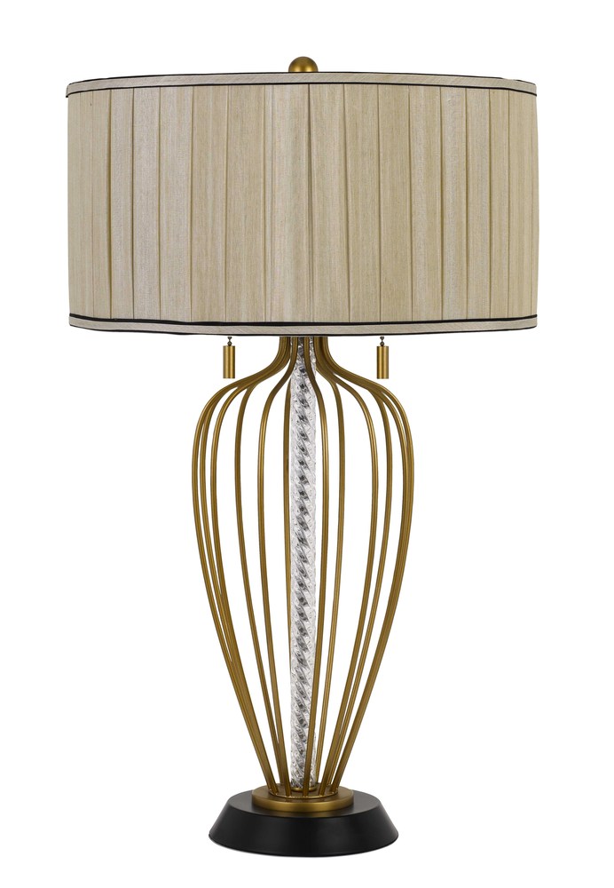 Laval 60W X 2 Metal Table Lamp With Pleated Softback Fabric Shade And Pull Chain Switch