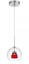 CAL Lighting UP-335-CL-REDCL - Integrated dimmable LED glass mini pendant light. 6W, 450 lumen, 3000K