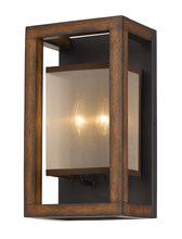 CAL Lighting WL-3536-2 - 40W X 2 Rubber Wood Wall Sconce With Organza Shade (Edison Bulbs Not included)