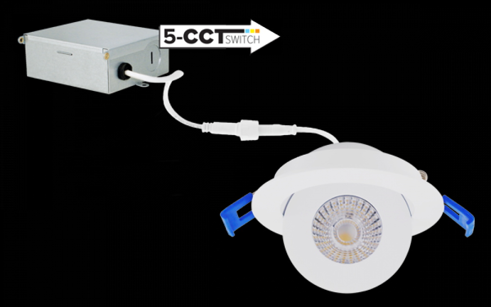 3" Round Adjustable Eyeball Downlight with 5-CCT Switch