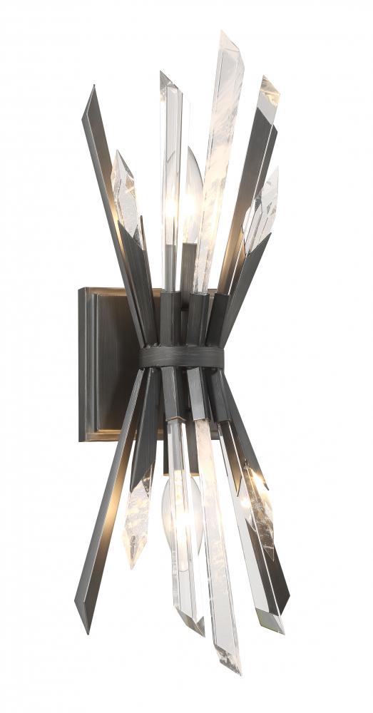 Elsa 2 Light Wall Sconce With Clear And Faux Rock Crystal