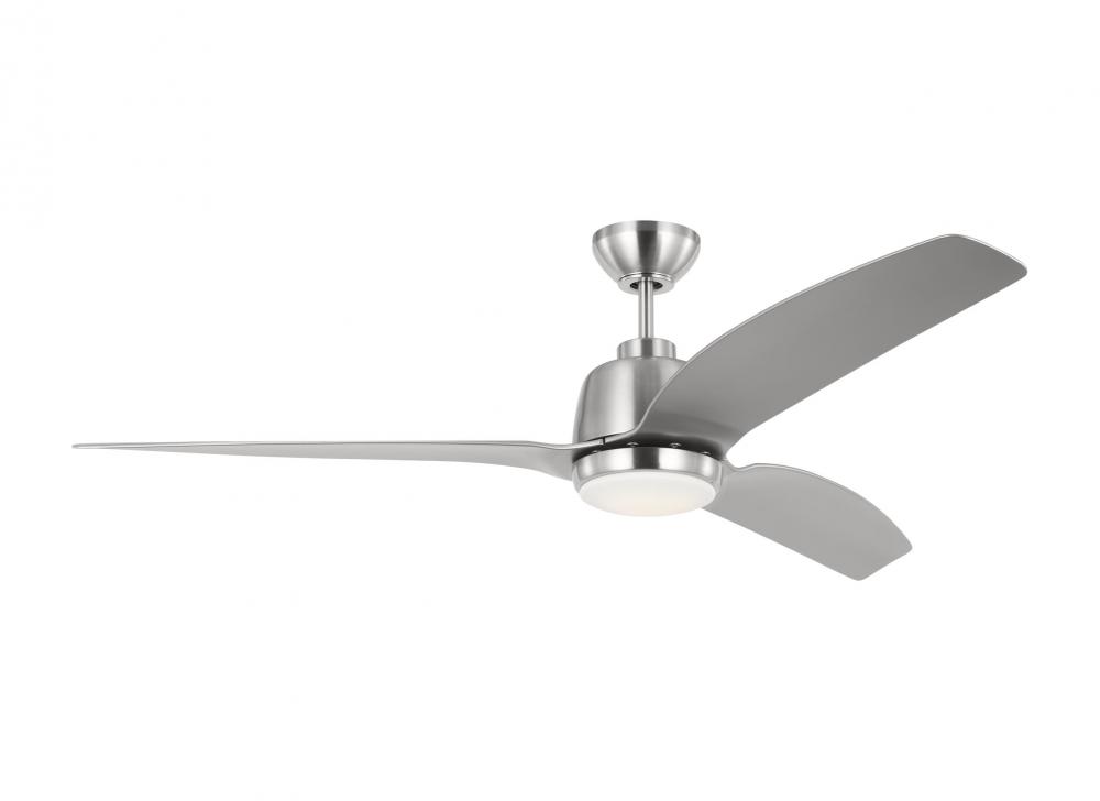 Avila 60 LED Ceiling Fan in Brushed Steel with Silver Blades and Light Kit