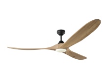 Visual Comfort & Co. Fan Collection 3MAVSM70MBKNHD - Maverick Smart 70 LED Ceiling Fan in Midnight Black with Natural Honey Blades and Light Kit