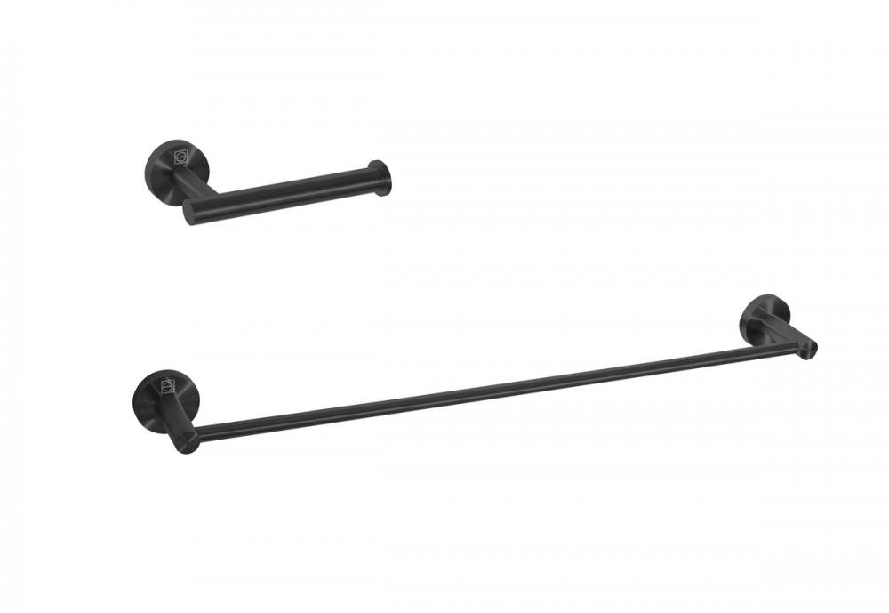 Bathroom hardware set 24"x2.8"+6.2"x3.5" matte black