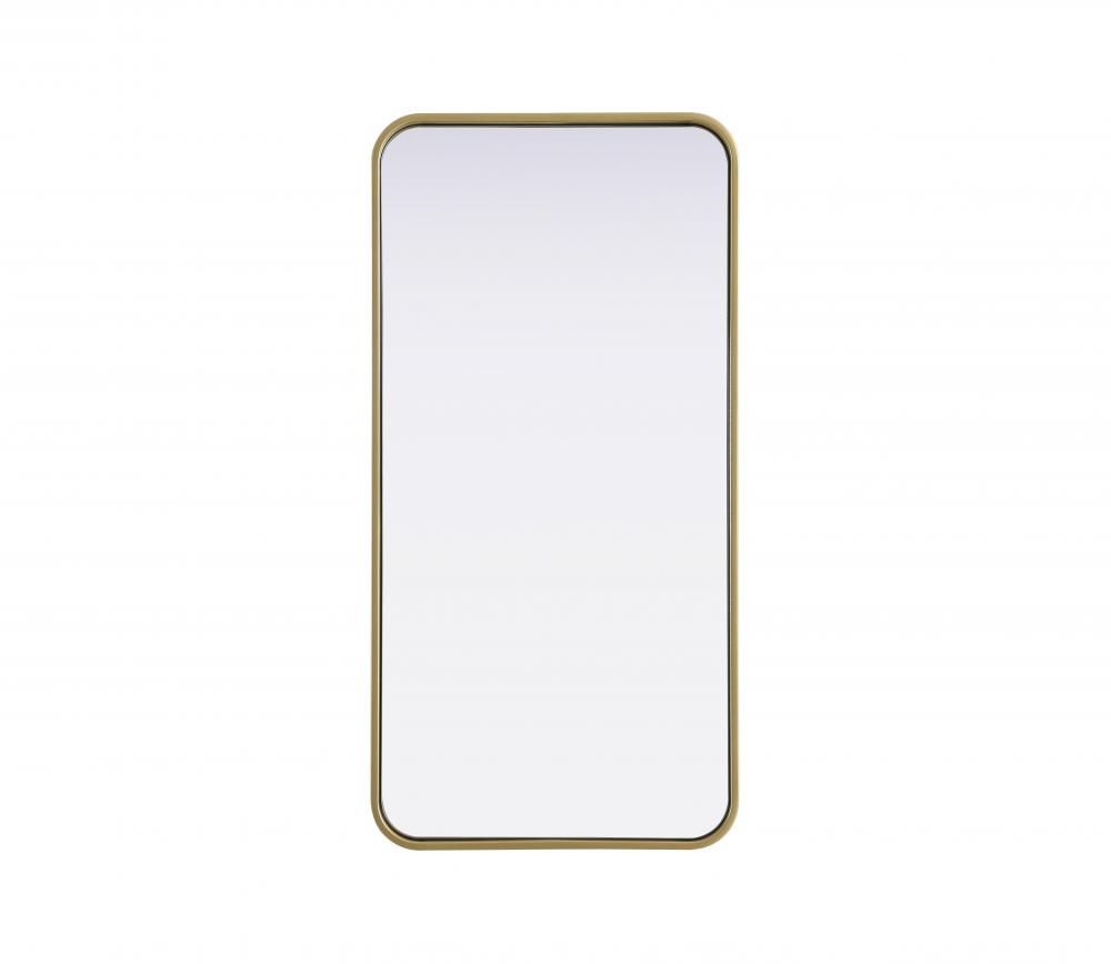 Contour Metal Rectangle Mirror 18x36 in Brass