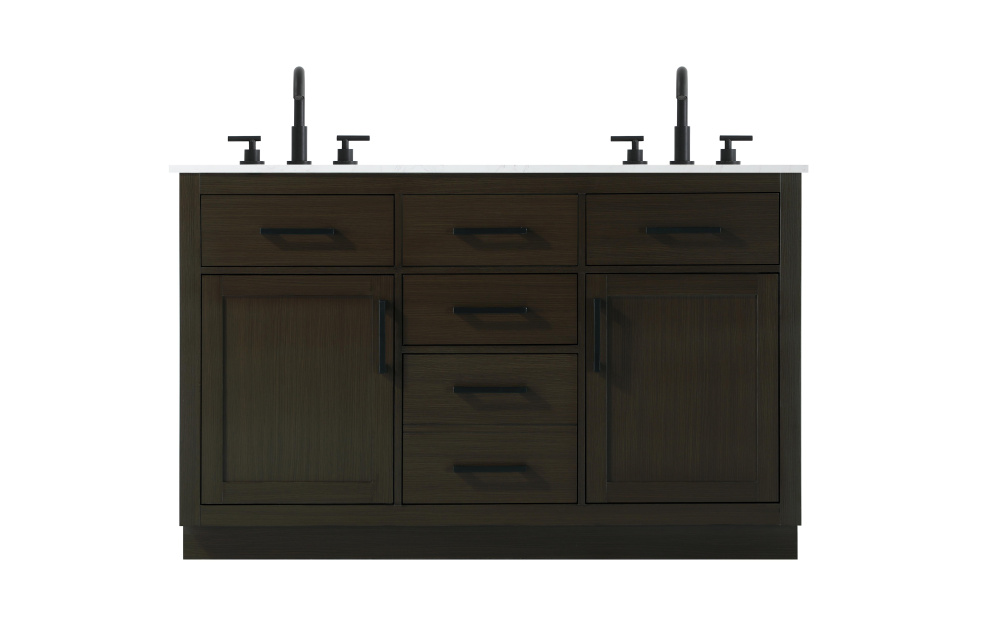 Alden 54 inch Double Bathroom Vanity in Mocha Brown
