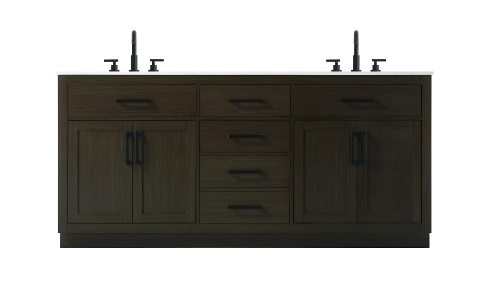 Alden 72 inch Double Bathroom Vanity in Mocha Brown