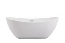 Elegant BT10362GW - 62 inch soaking bathtub in glossy white