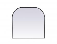 Elegant MR1B3634BLK - Metal Frame Arch Mirror 36x34 Inch in Black