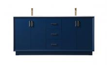 Elegant VF19672DBL - Vanity Cabinet 3Dw 4Dr 72"W x 22"D x 35"H blue