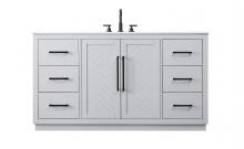 Elegant VF29060GR - Vanity Cabinet 2Dr 6Dw W60"xD21.5"xH34" Grey