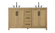 Elegant VF29560DLO - Vanity Cabinet 4Dr 3Dw 60x21.5x35 Linen Oak