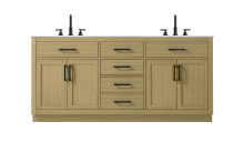 Elegant VF29772DMHB - Alden 72 inch Double Bathroom Vanity in Honey Brown