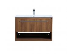 Elegant VF43030WB - 30 inch  Single Bathroom Floating Vanity in Walnut Brown
