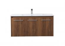Elegant VF44040WB - 40 inch  Single Bathroom Floating Vanity in Walnut Brown