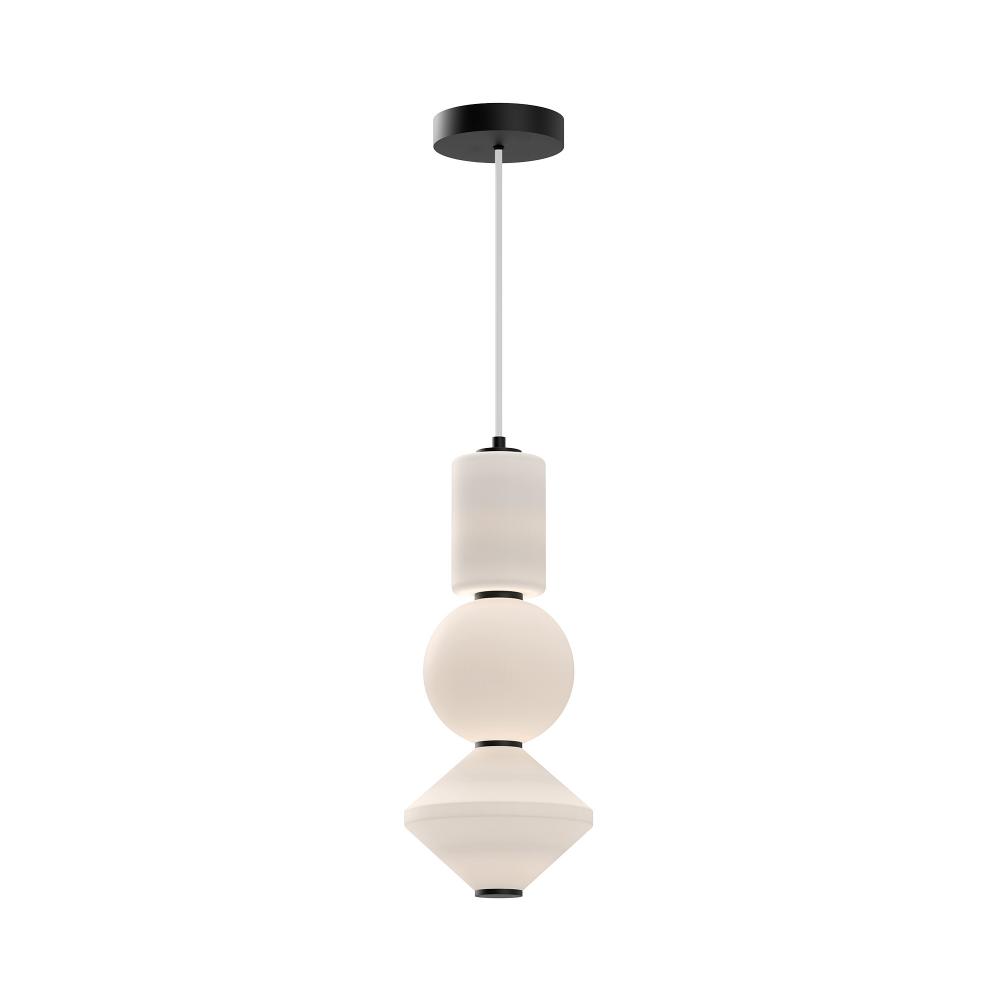 Bijou 8-in Matte Black/Opal Matte Glass LED Pendant