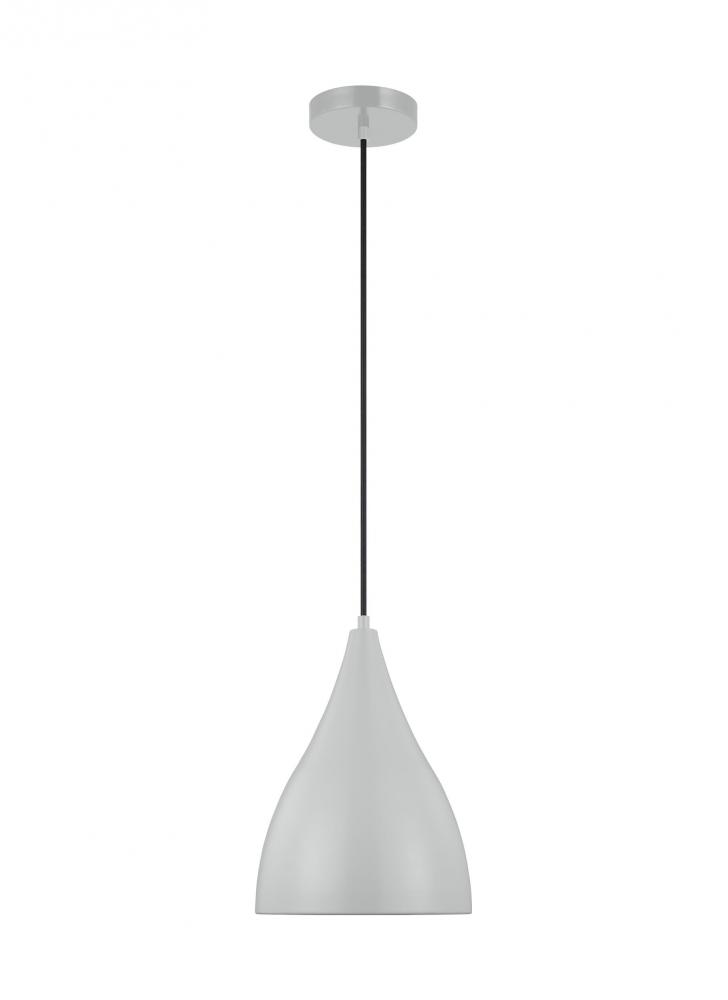 Oden modern mid-century 1-light indoor dimmable small pendant in matte grey finish with matte grey s