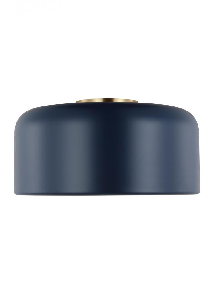 Malone transitional 1-light LED indoor dimmable medium ceiling flush mount in navy finish with navy
