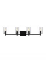 Visual Comfort & Co. Studio Collection 4464204-112 - Fullton modern 4-light indoor dimmable bath vanity wall sconce in midnight black finish