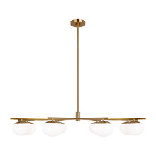 Visual Comfort & Co. Studio Collection EC1258BBS - Lune modern extra large indoor dimmable eight light chandelier in a burnished brass finish and milk