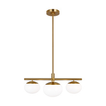 Visual Comfort & Co. Studio Collection EF1063BBS - Lune modern indoor dimmable 3-light semi-flush mount in a burnished brass finish and milk white glas