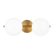 Visual Comfort & Co. Studio Collection EV1012BBS - Lune mid-century indoor dimmable 2-light vanity in a burnished brass finish with a milk white glass