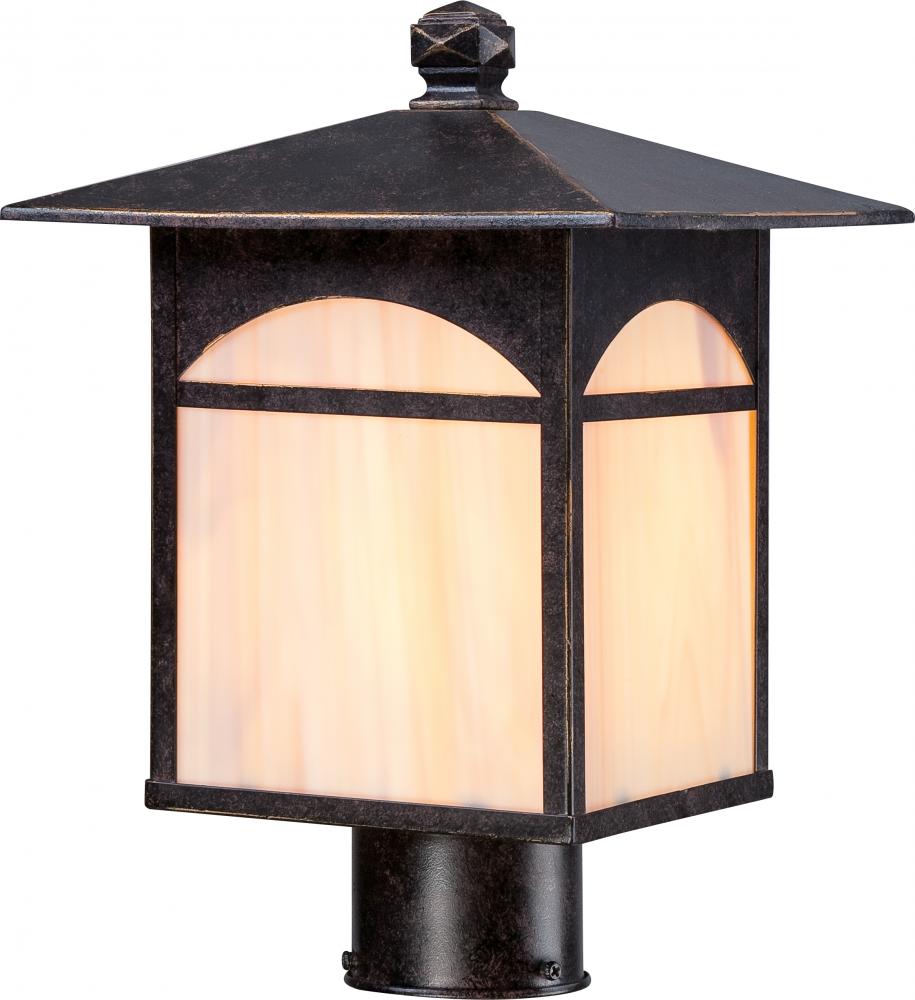 Canyon - 1 Light - Post Lantern with Honey Stained Glass - Umber Bronze Finish Finish