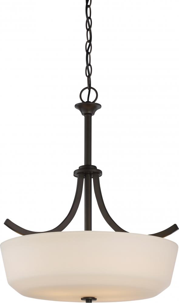 Laguna - 4 Light Pendant with White Glass - Aged Bronze Finish