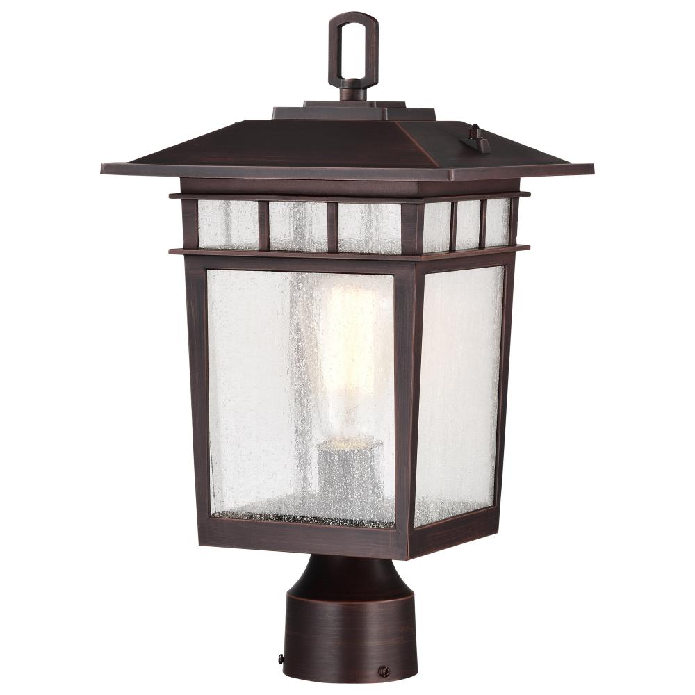 Cove Neck Collection Outdoor Large 16 inch Post Light Pole Lantern; Rustic Bronze Finish with Clear