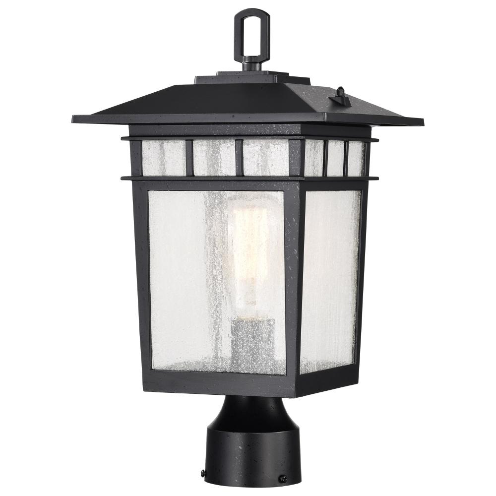 Cove Neck Collection Outdoor Large 16 inch Post Light Pole Lantern; Textured Black Finish with Clear