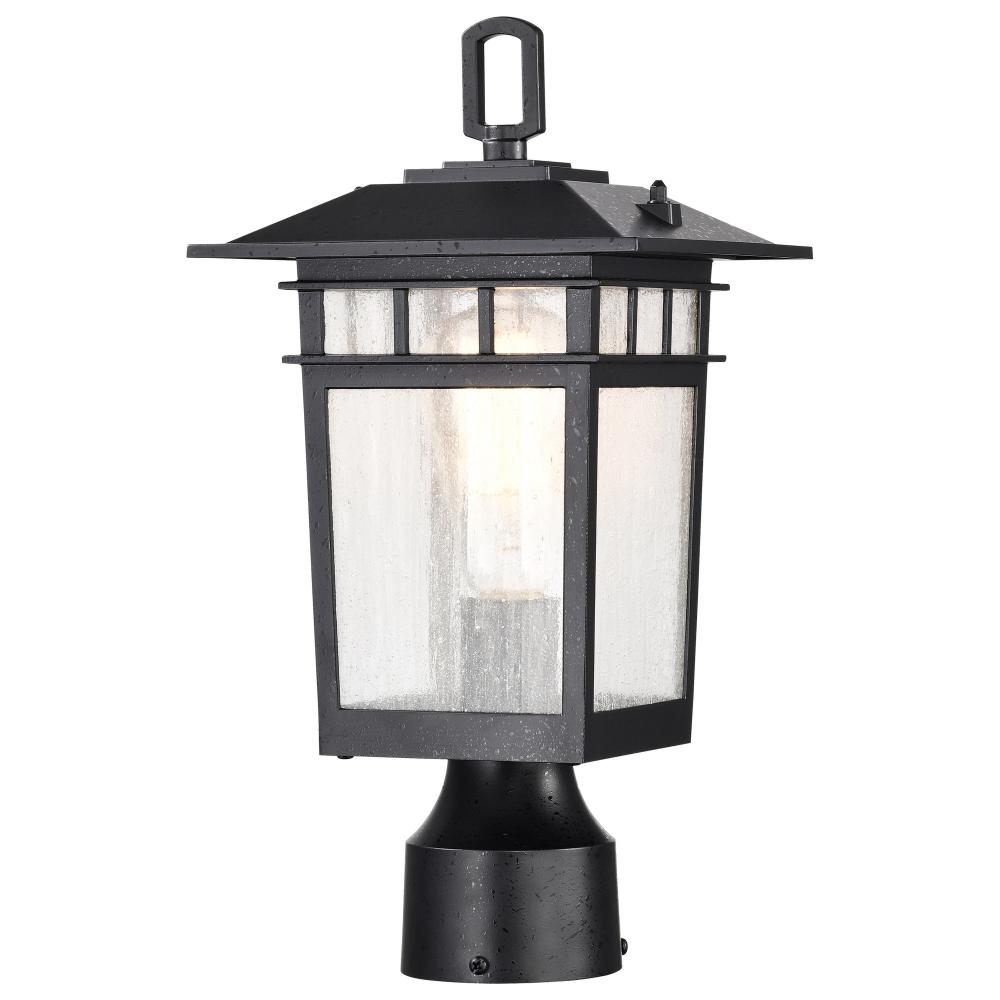 Cove Neck Collection Outdoor Medium 14 inch Post Light Pole Lantern; Textured Black Finish with
