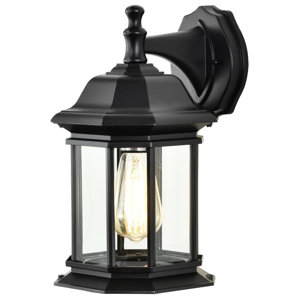 Hopkins Outdoor Collection 13 inch Large Wall Light; Matte Black Finish with Clear Glass