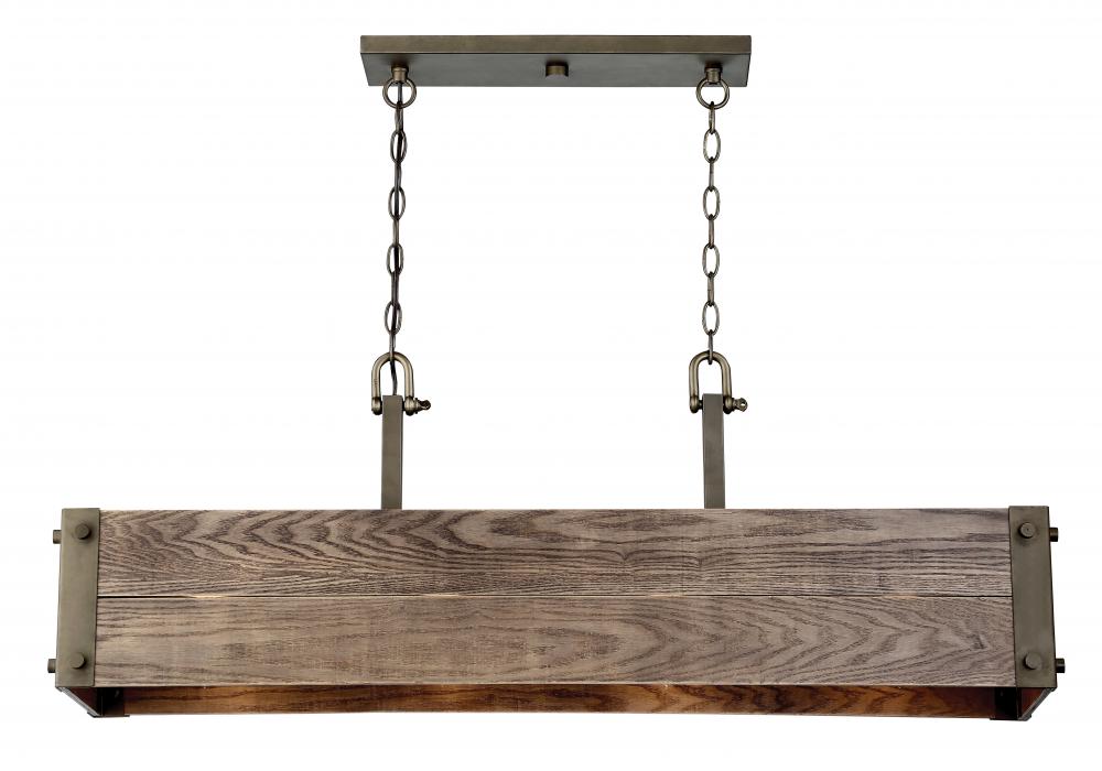 Winchester - 4 Light Island Pendant with Aged Wood - Bronze Finish