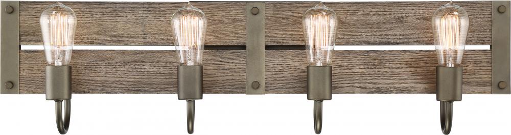Winchester - 4 Light Pendant with Aged Wood - Bronze Finish