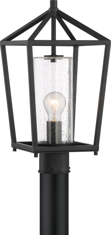 Hopewell- 1 Light Post Lantern - with Clear Seeded Glass - Matte Black Finish