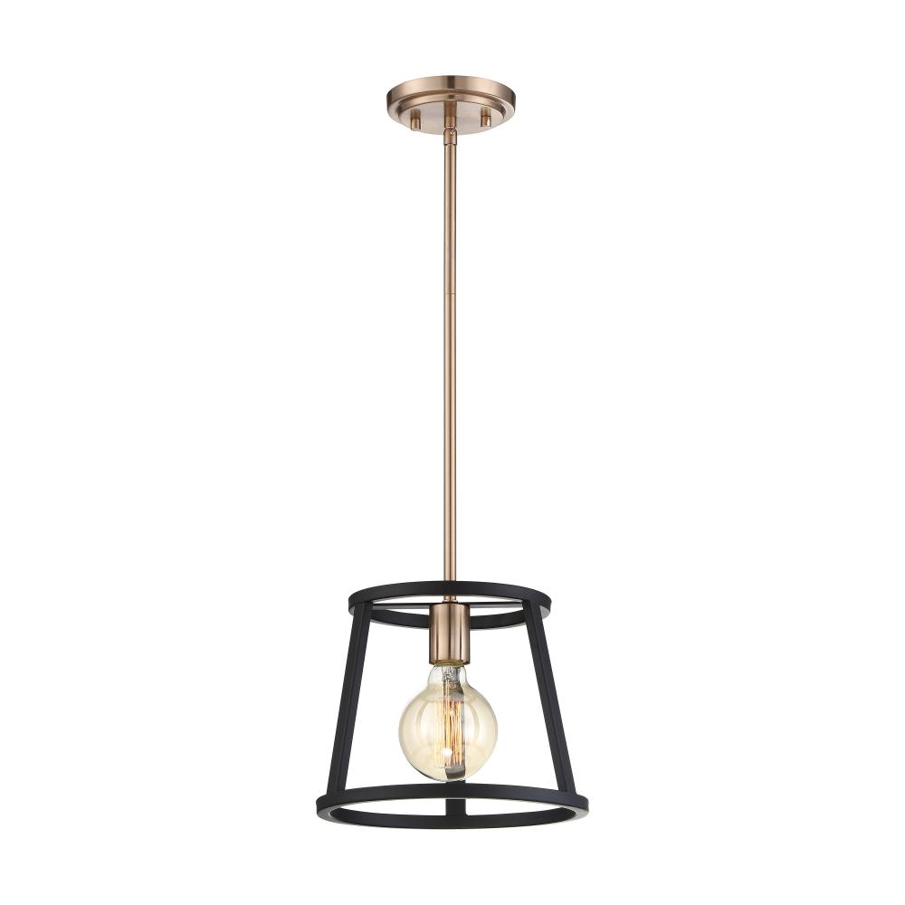 Chassis- 1 Light Mini Pendant - Copper Brushed Brass and Matte Black Finish