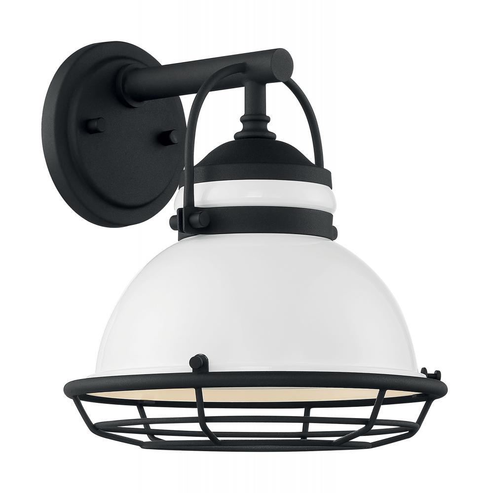 Upton - 1 Light Sconce with- Gloss White and Textured Black Finish