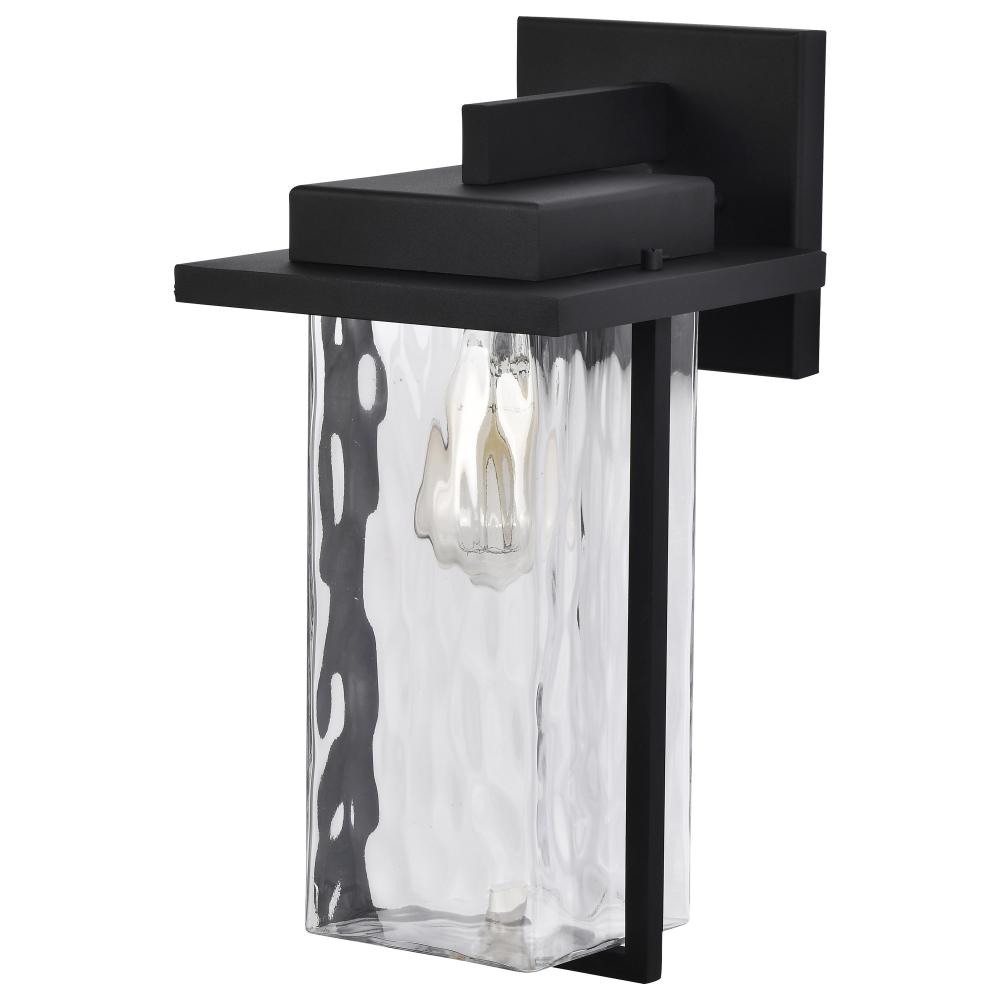 Vernal; 1 Light Large Wall Lantern; Matte Black with Clear Water Glass