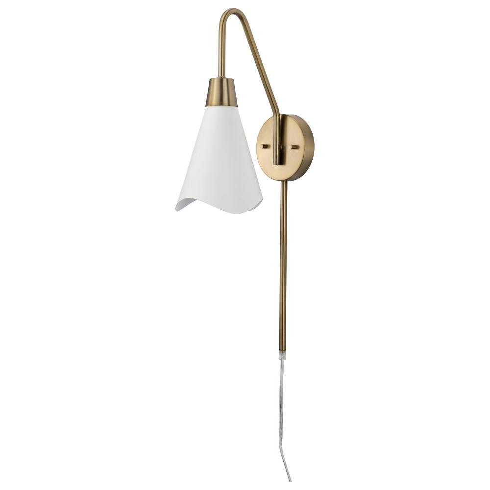Tango; 1 Light; Wall Sconce; Matte White with Burnished Brass