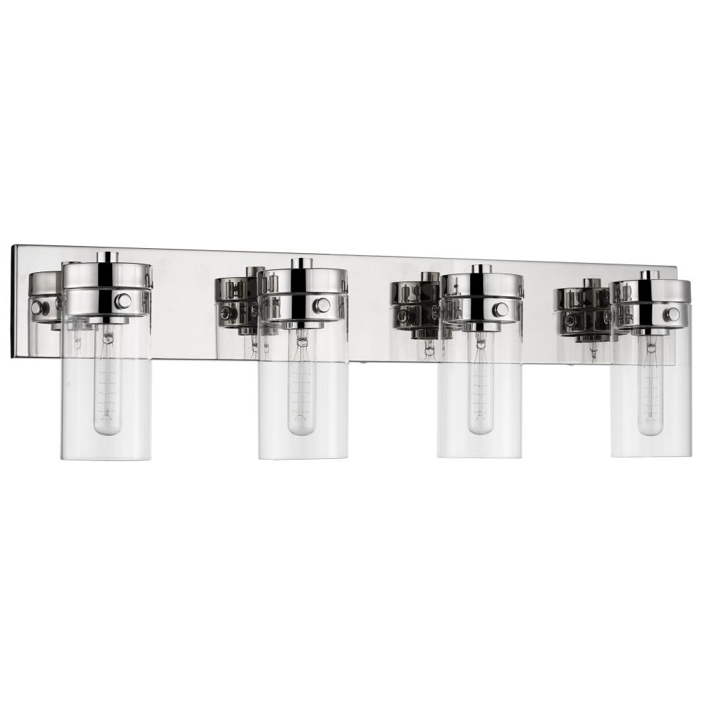Intersection; 4 Light; Vanity; Polished Nickel with Clear Glass