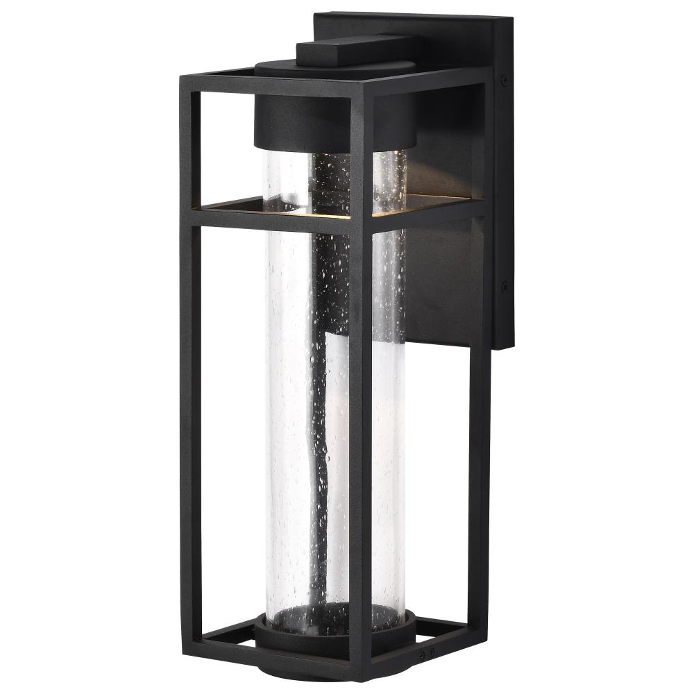 Ledges; 6W LED; Medium Wall Lantern; Matte Black with Clear Seeded Glass
