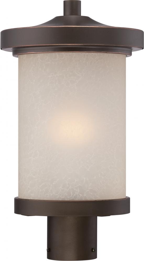 Diego - LED Post Lantern with Satin Amber Glass - Mahogany Bronze Finish